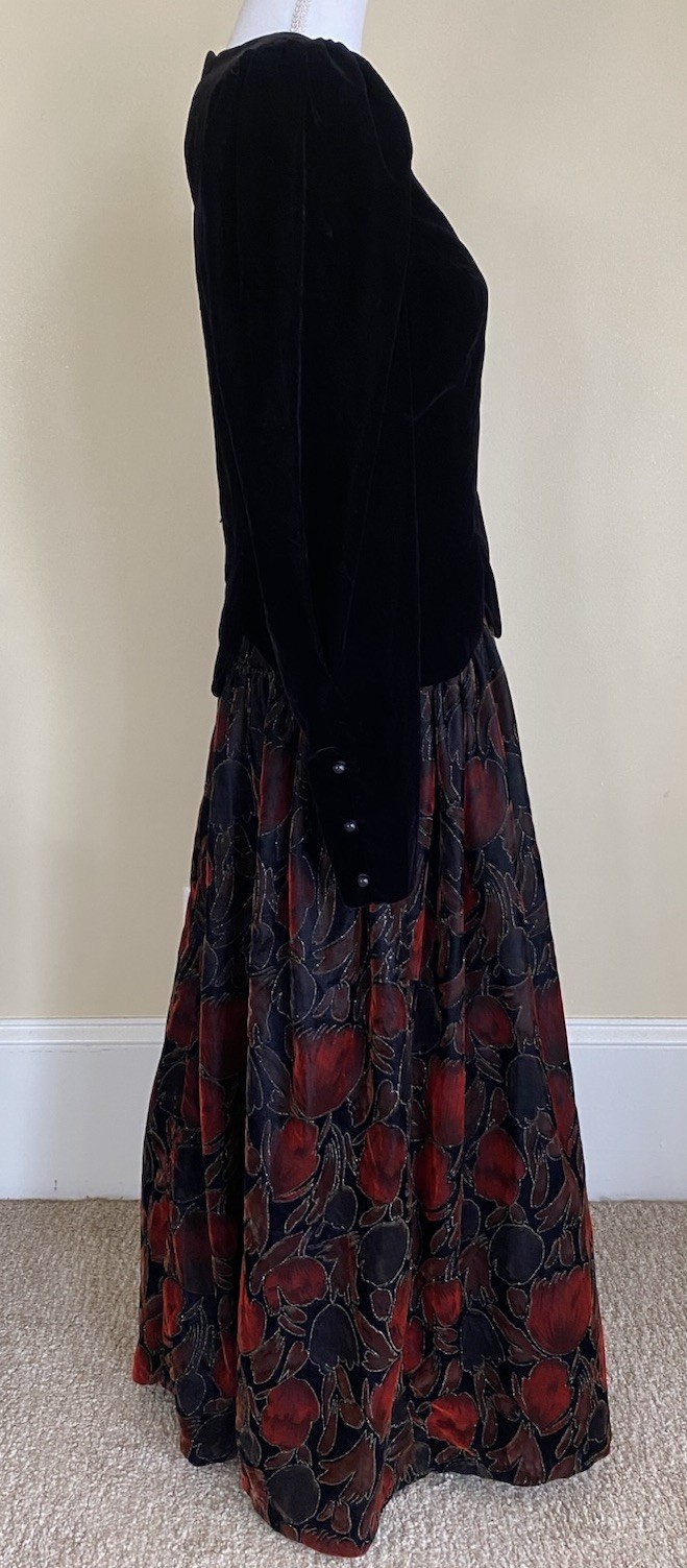 VTG Jessica McClintock 8 (see Measurements) Velvet Dress Black/Red Renaissance