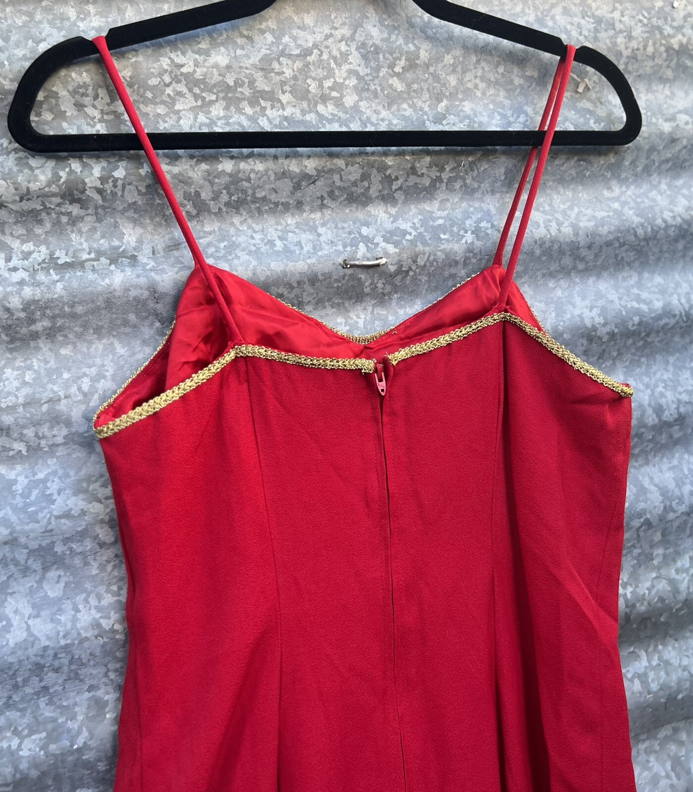 Vintage 90s Red Maxi Dress Circus Burlesque Old Hollywood Prom Moulin Rouge SZ10