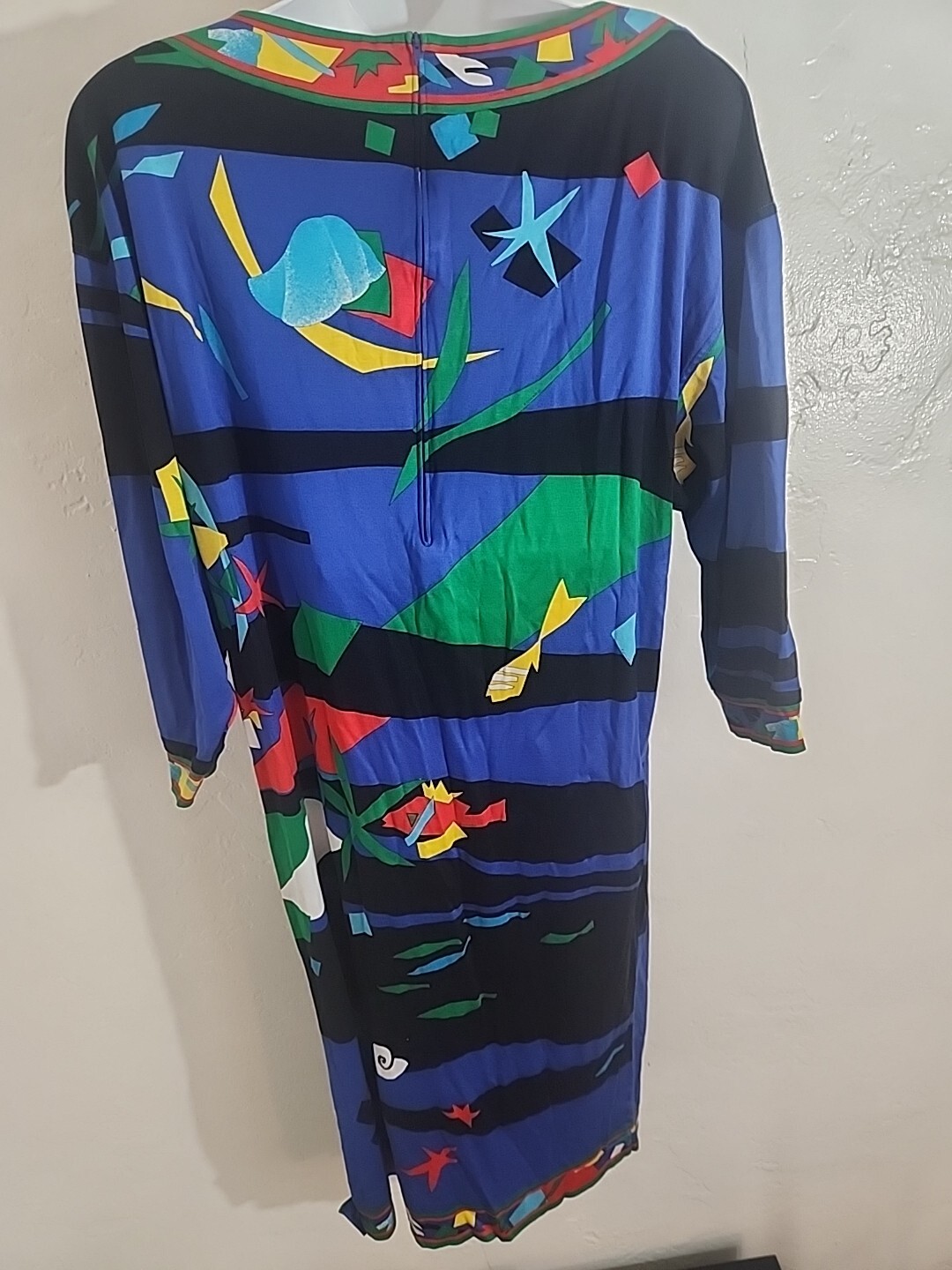 vintage leonard dress 1980’s vibrant multi color abstract print large ? italy