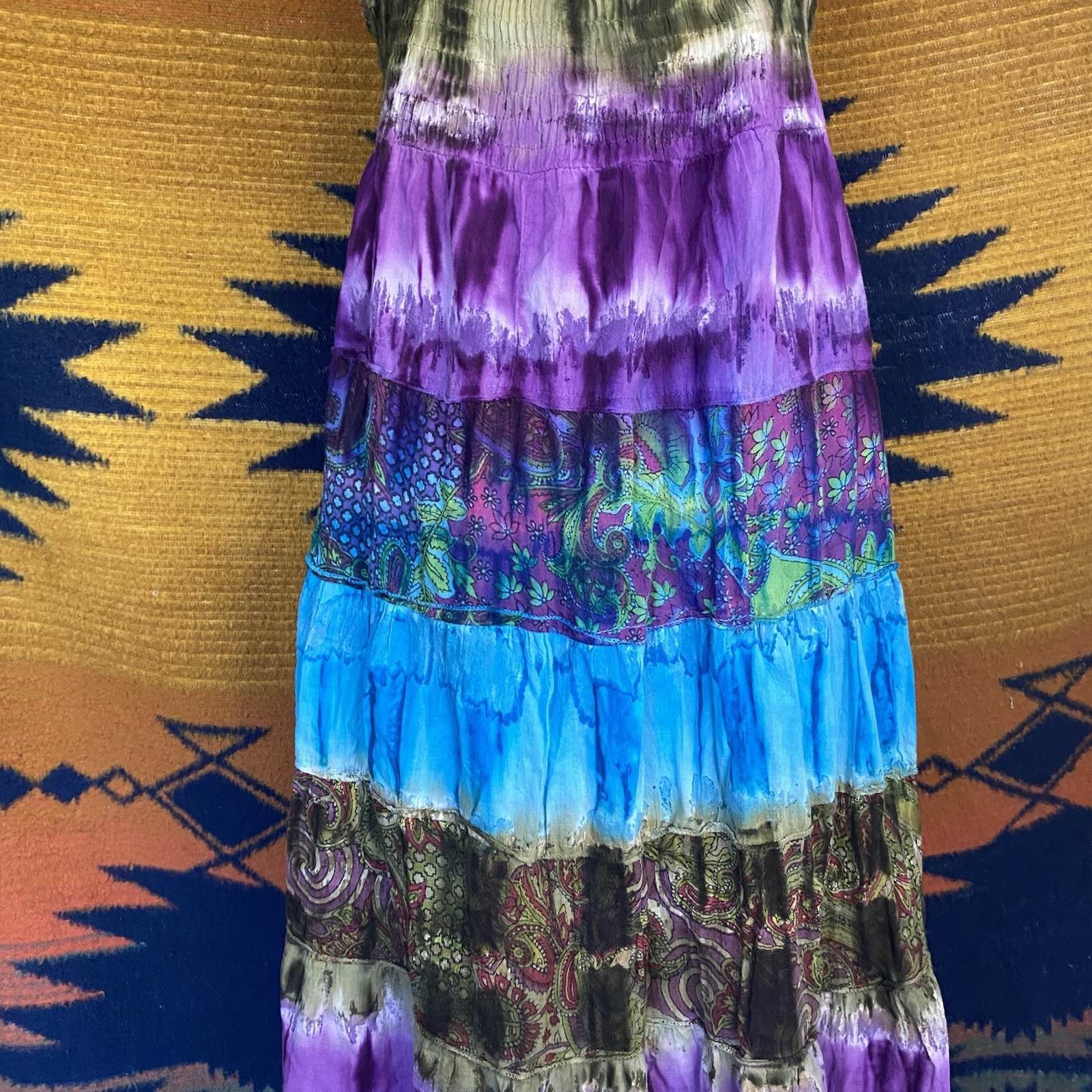 90’s/Y2K Sol Clothing Hippie Boho Tie Dye Cotton Summer Dress. Medium. Festival