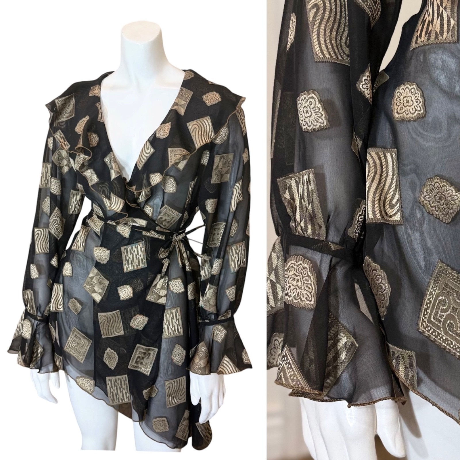 RARE Vintage 90’s SHEER MAICK HAROLD PARIS WRAP TOP S Avant Garde