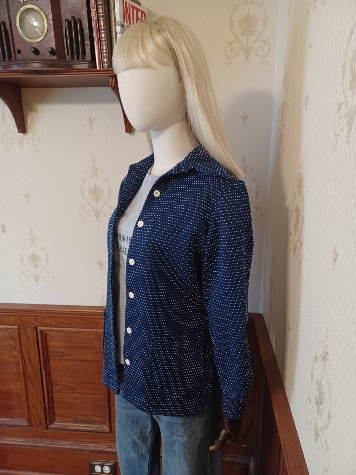 Vintage 1970s Ecco Bay brand Navy Polka-dot Jacket/Shacket