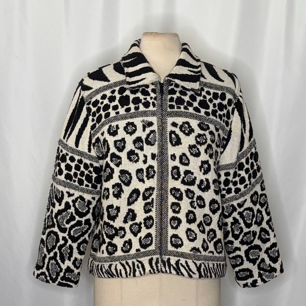 Vintage PAINTED PONY Animal Print Jacket Cropped Cottagecore Western Medium