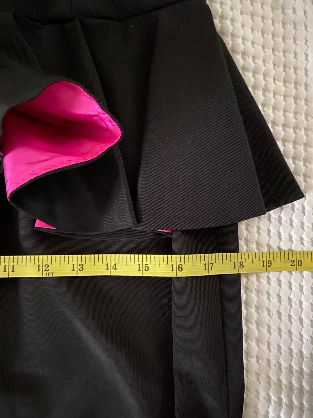 Vintage 1980s AJ Bari Black & Pink Peplum Strapless Rhinestone Bow Party Dress 6