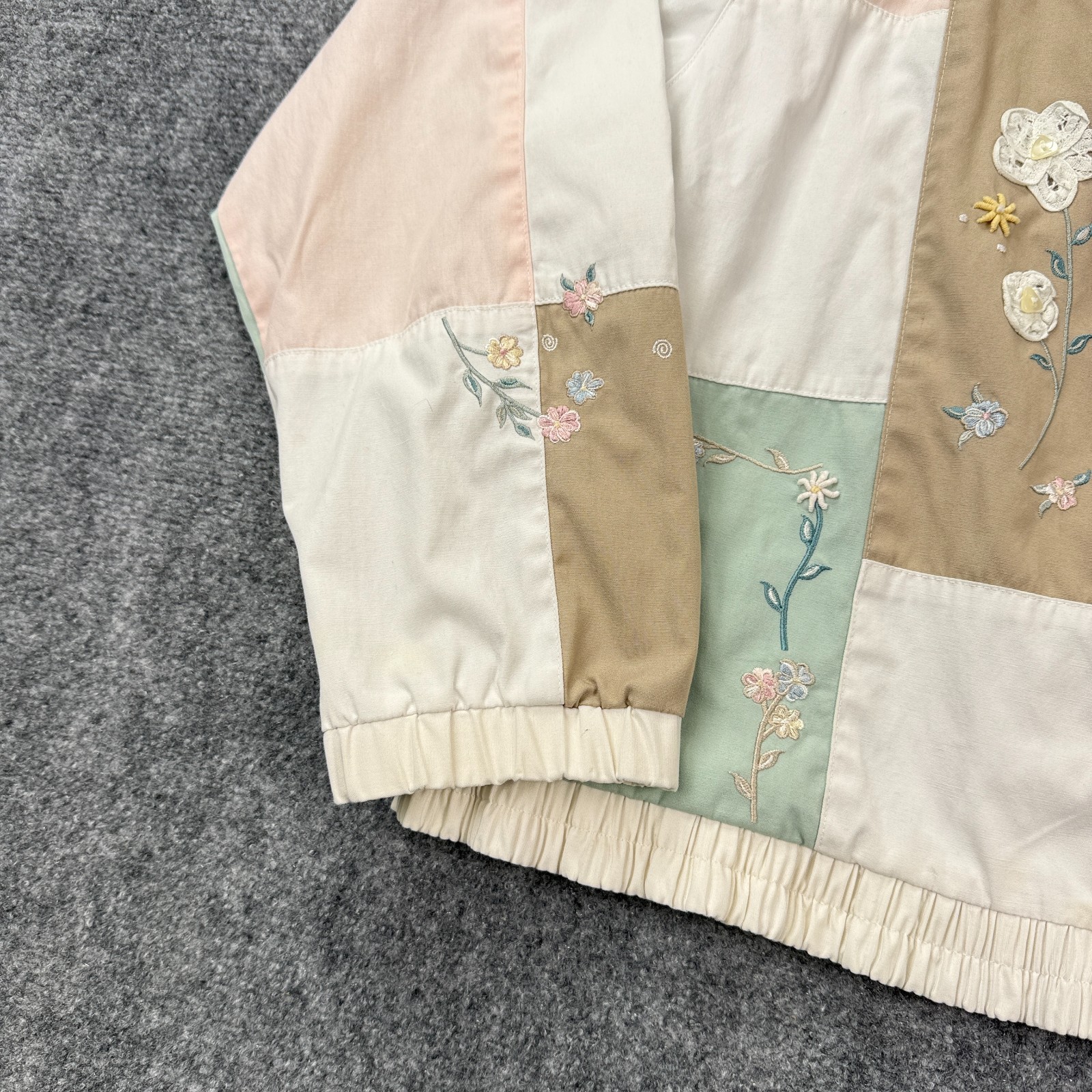 Vintage Koret Francisca Womens Jacket Size M Floral Patchwork Embroidered Zip