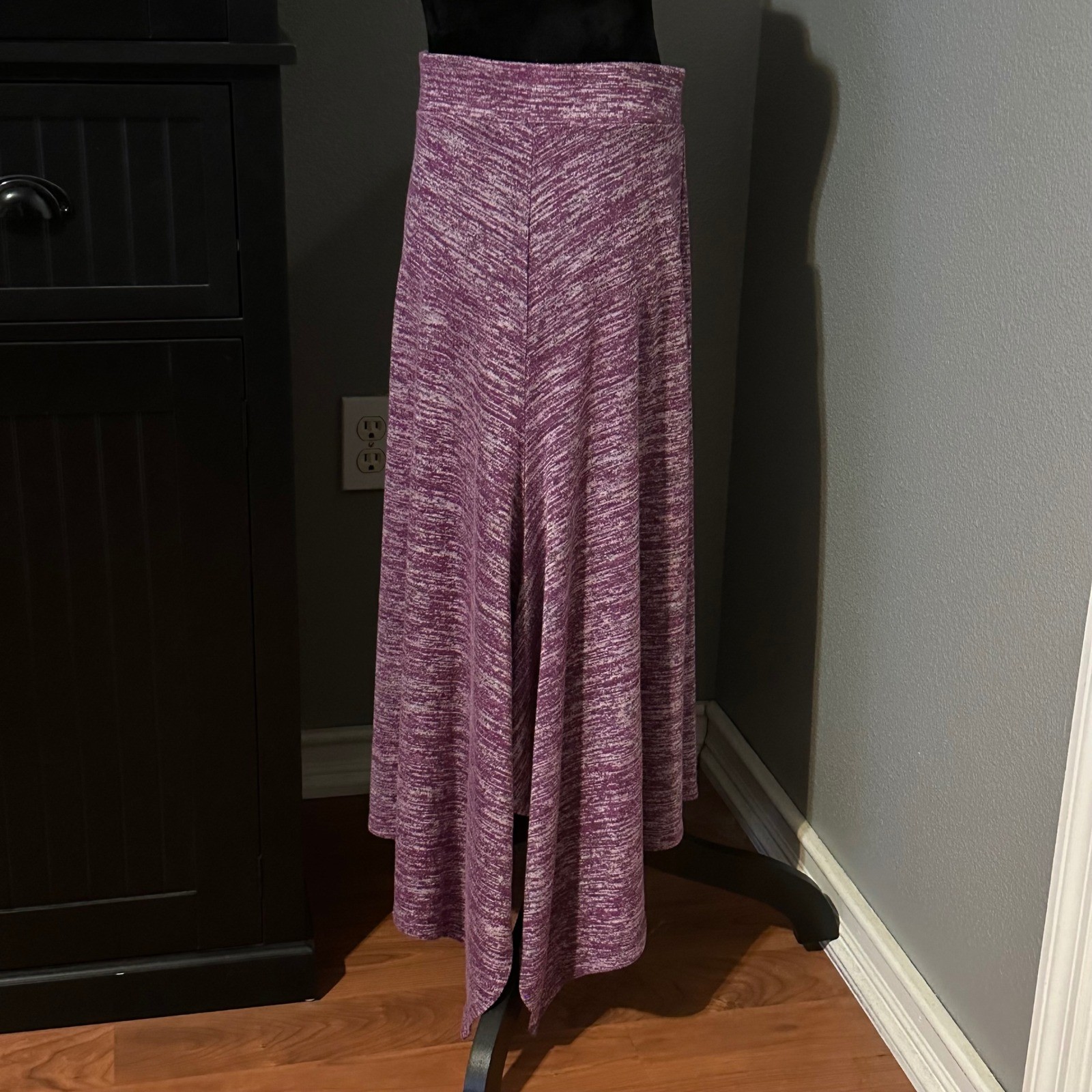 Ruby Rd Womens Handkerchief Hem Skirt Small Purple Knit Stretch Casual Boho