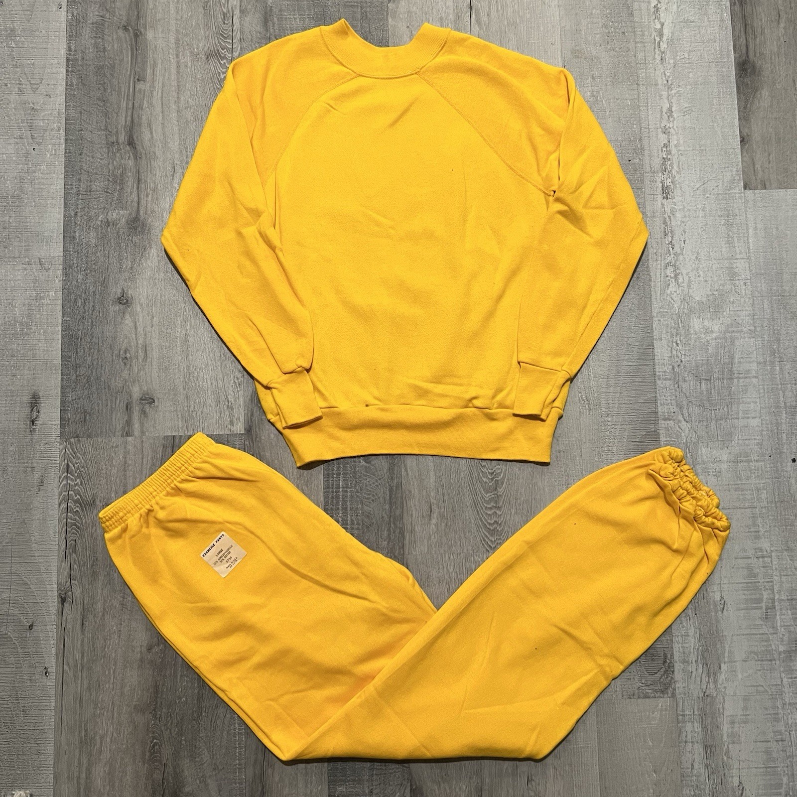 VTG 70s/80s Yellow Blank Sweat Suit Athletic Cotton Drawstring Sweatpants NWT