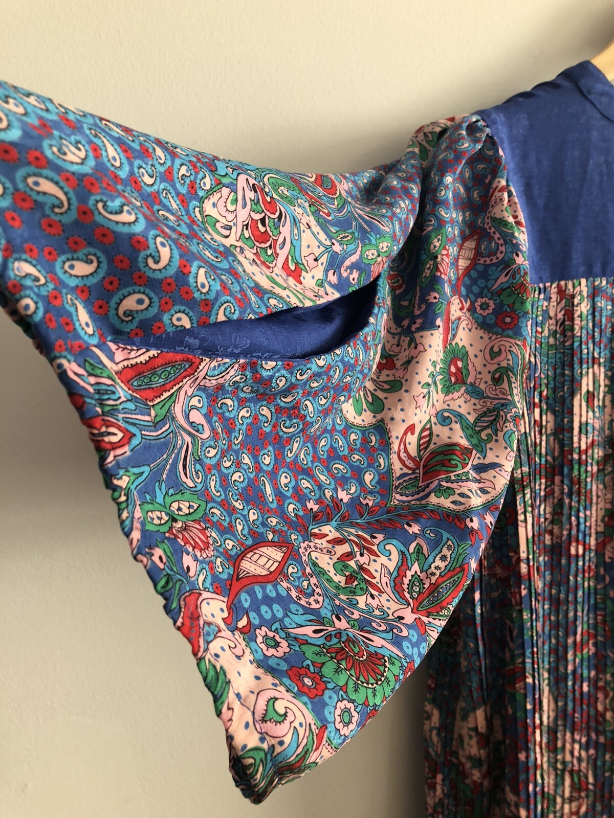 Vtg 80s DIANE FREIS Georgette Tunic Dress Paisley Puff Pleated Tent Trapeze XL