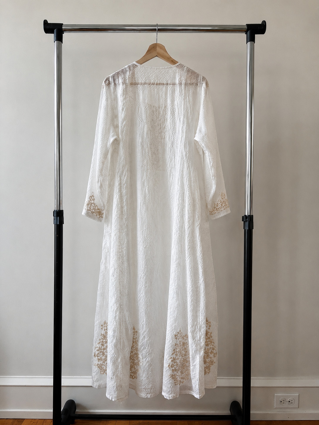 Vintage Embroidered Boho Midi Dress White Crochet Lace Cottagecore