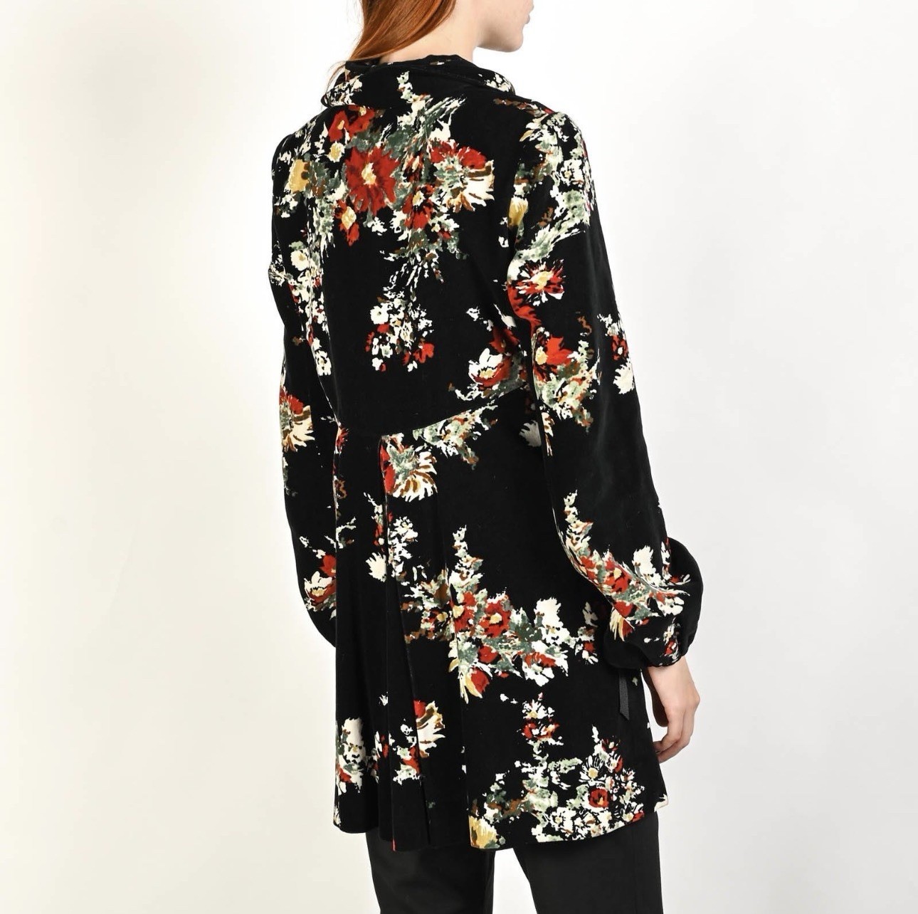 Kenzo Jeans Vintage Floral Velvet Button Up Jacket Black Size EU 38
