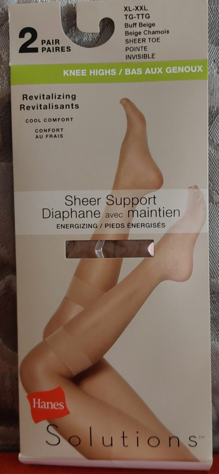 Vintage Pantyhose Hanes Solutions Sheer Knee Highs Color Beige size XL BQUE1