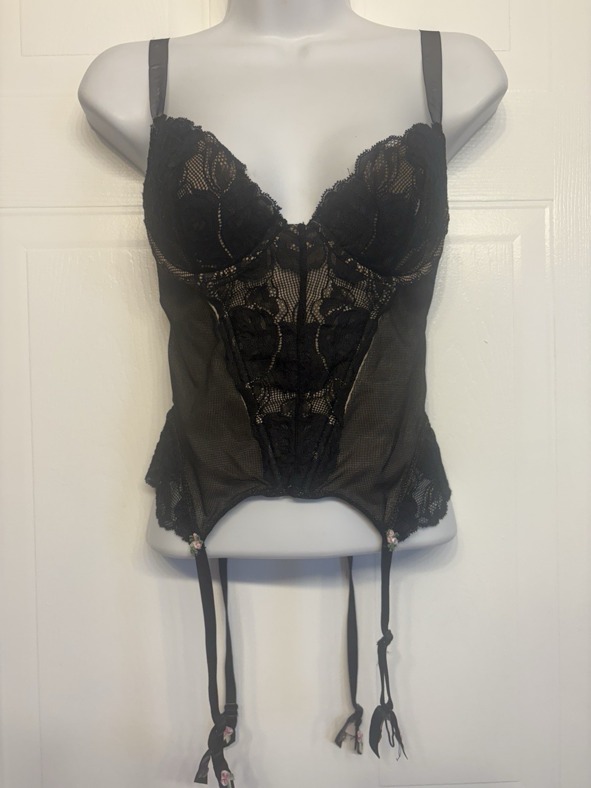 Victoria’s Secret X Chantal Thomass Vintage Garter Teddy Lace Lingerie 34C Black