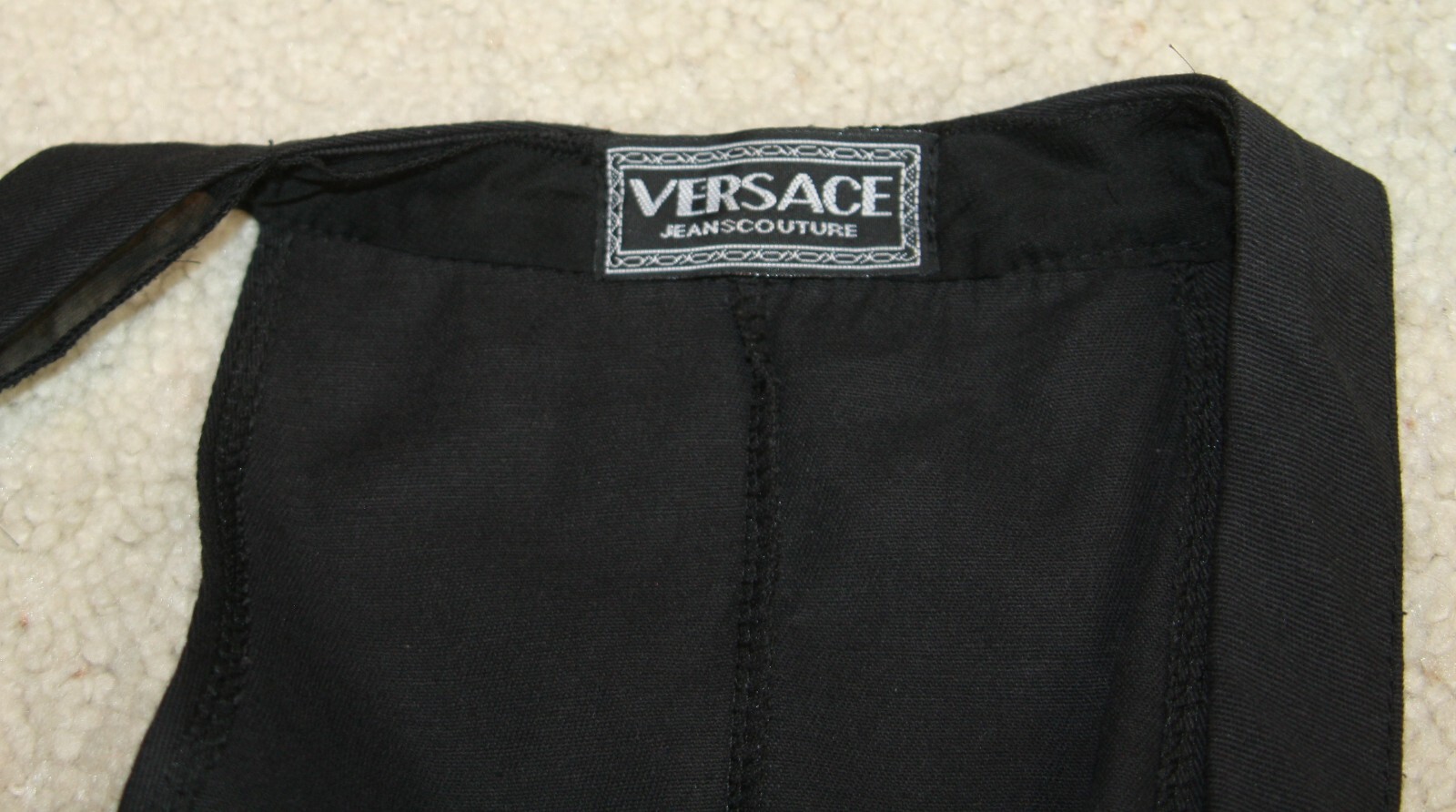 Vintage Versace Jeans Couture black tunic vest long twill sheer Rock Goth Funky
