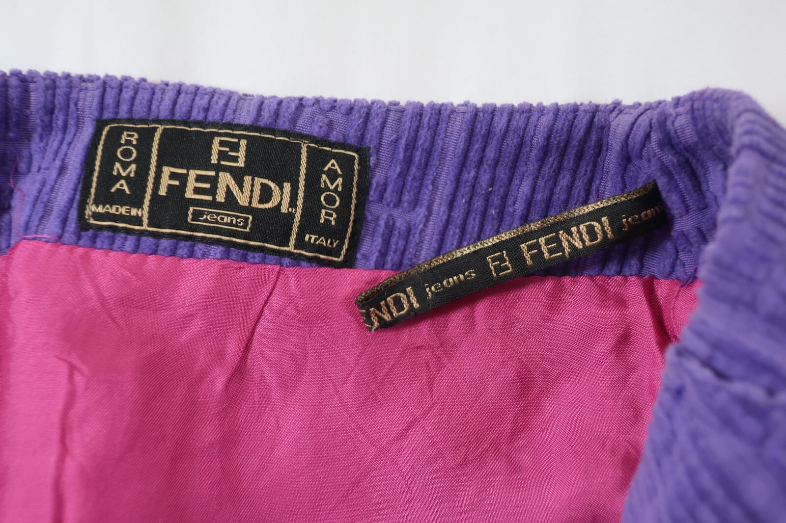 Vintage FENDI Logo Embossed Blue Purple Hip Hop Pencil Skirt Small 36 US 6 4 5 6