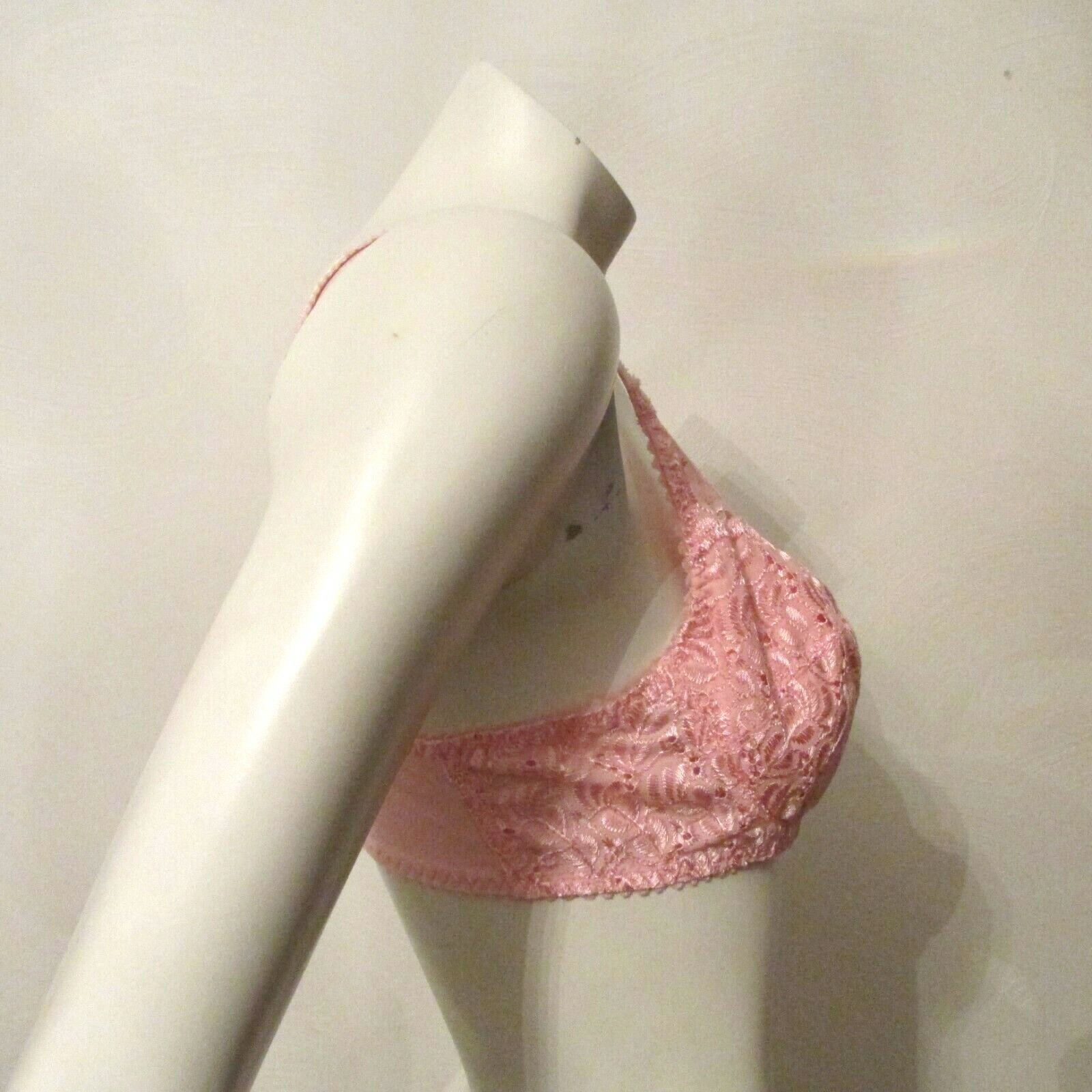 JC Penney Delicates 2984 Pink Eyelet Lace Underwire Push Up Padded Demi Bra 36B