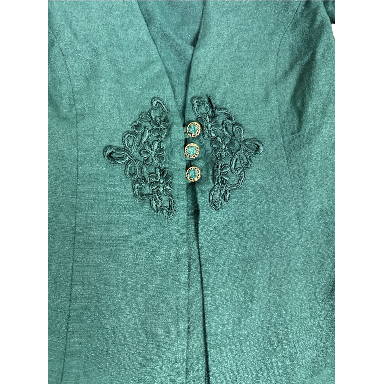Vintage 80s Michael Blake Emerald Green Blazer Top 12 Whimsygoth Applique