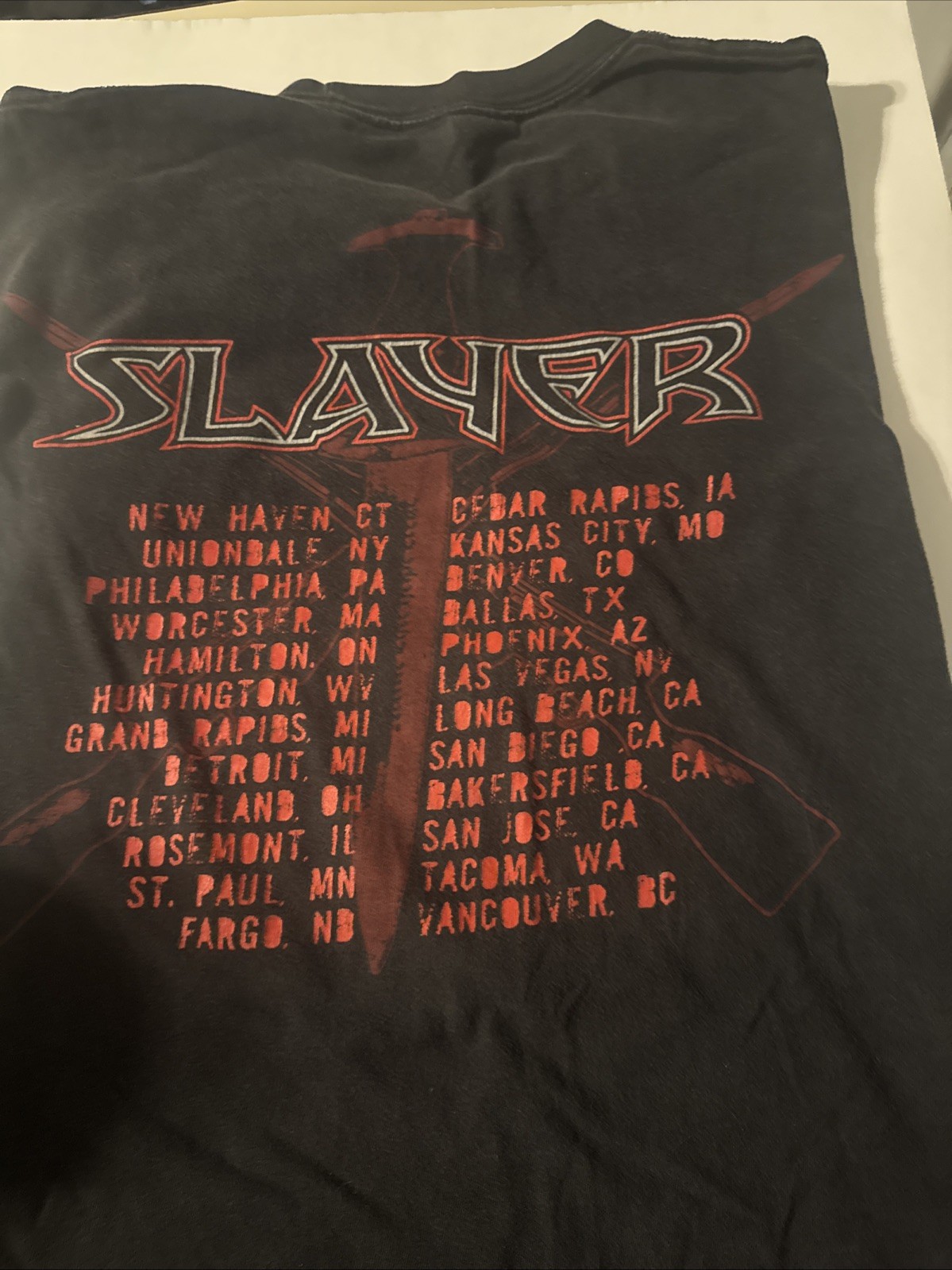 Vintage Slayer Concert Shirt Large