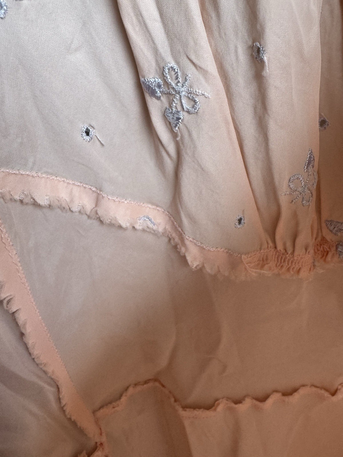 1940 Vintage Barbizon Rayon Nightgown Peach With Blue Detailing Size Miss 16