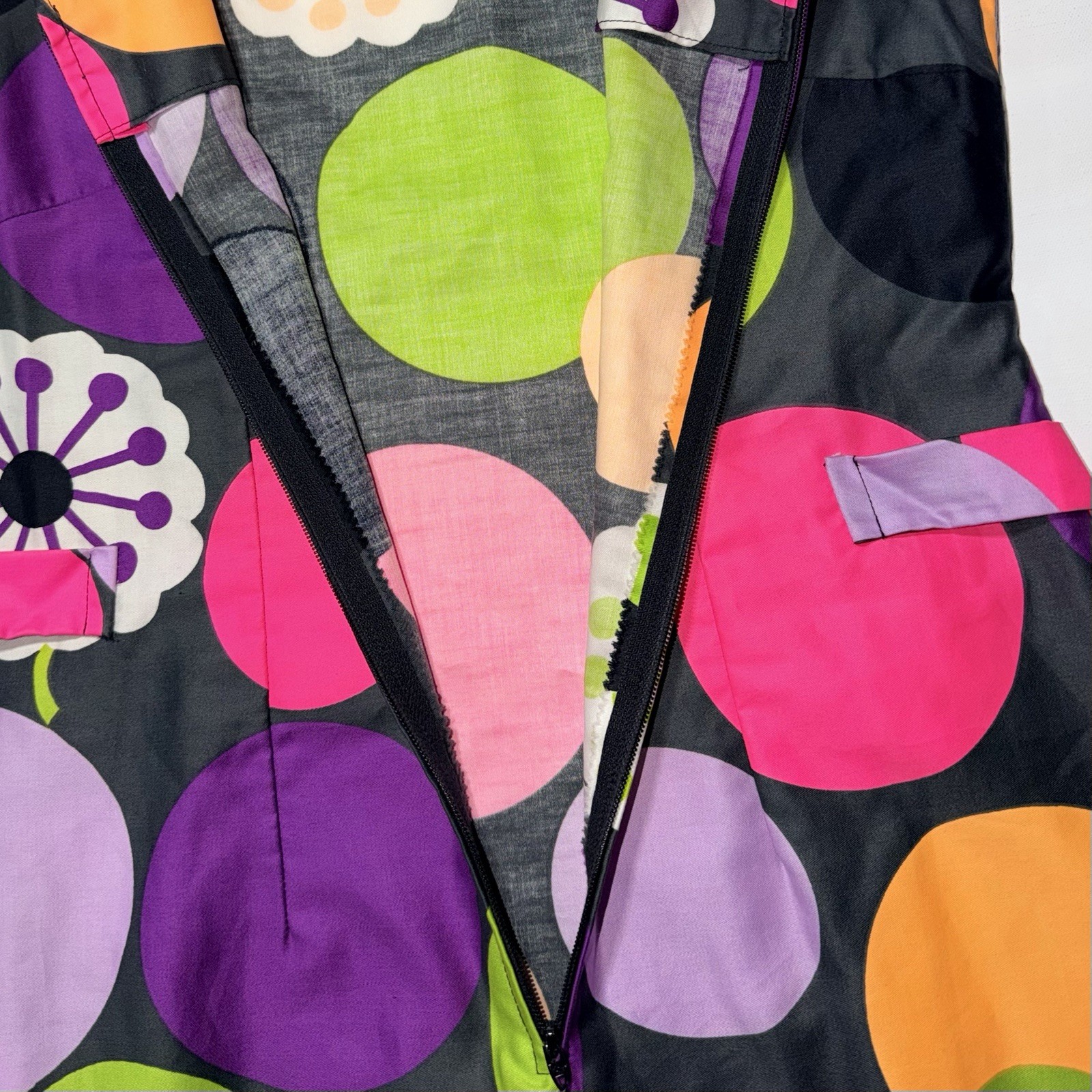 Vtg 1960s Alice of California Mod Shift Dress Psychedelic Flower Power Polka Dot