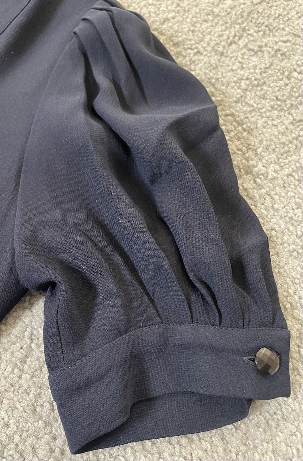 Vtg 80s Milano Navy Sheath Dress S/M Balloon Sleeve Classic Career Made In Italy