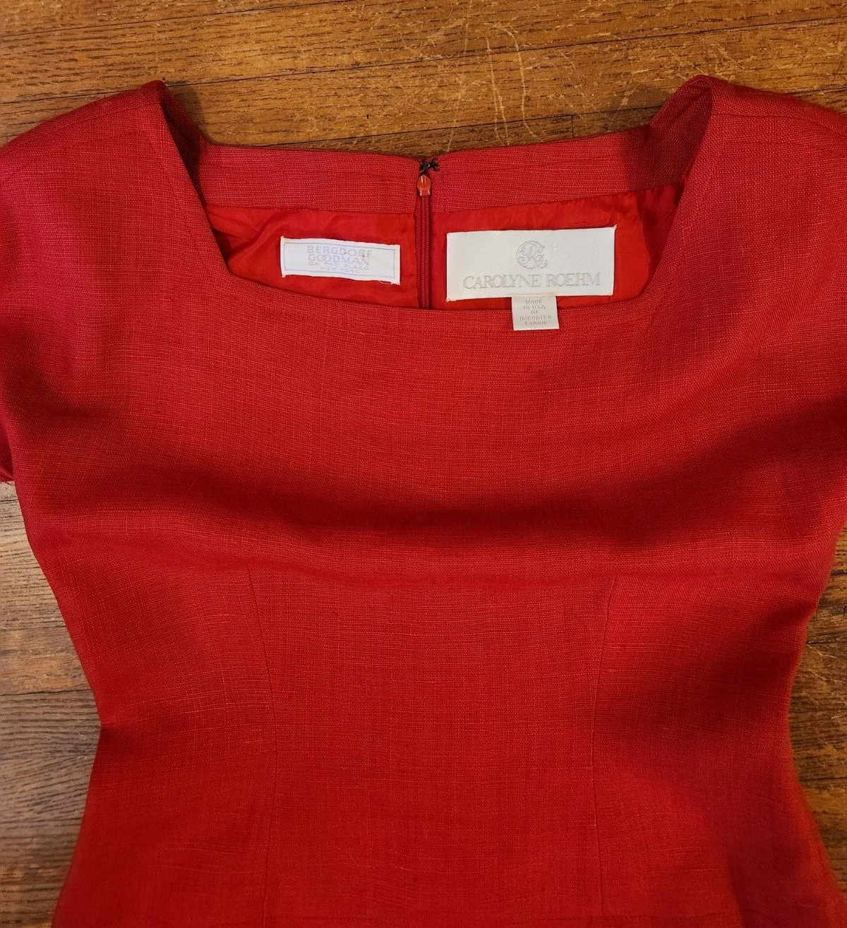 Carolyne Roehm Bergdorf Goodman Red Vintage 1950s-1960s Size 10 dress