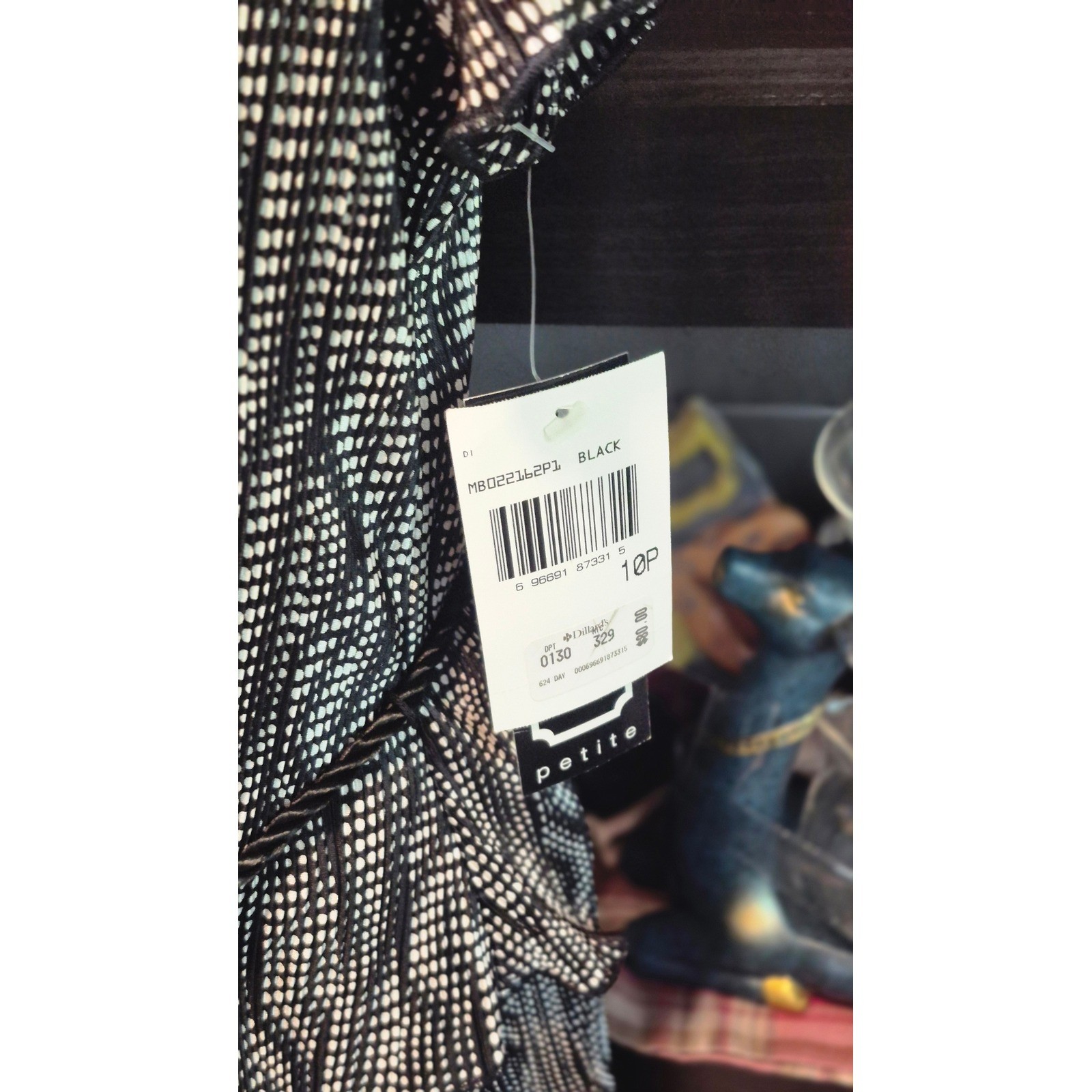 Studio Connection Vintage 80s Peplum Midi Dress Black White Dot Tassel boho 10P