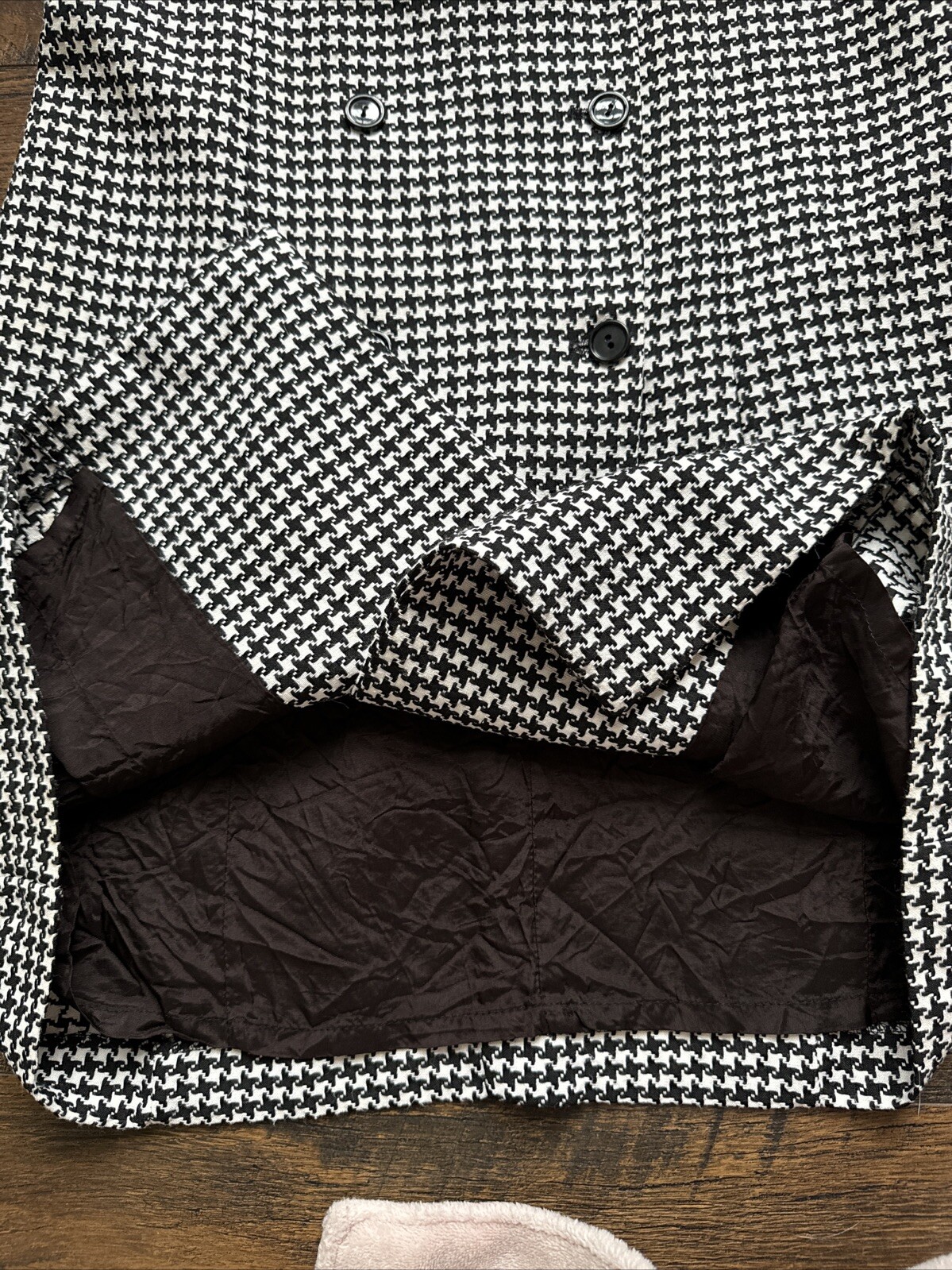 Vintage Houndstooth “Coat Dress” Double Breasted Lined Metropolitan New York A6
