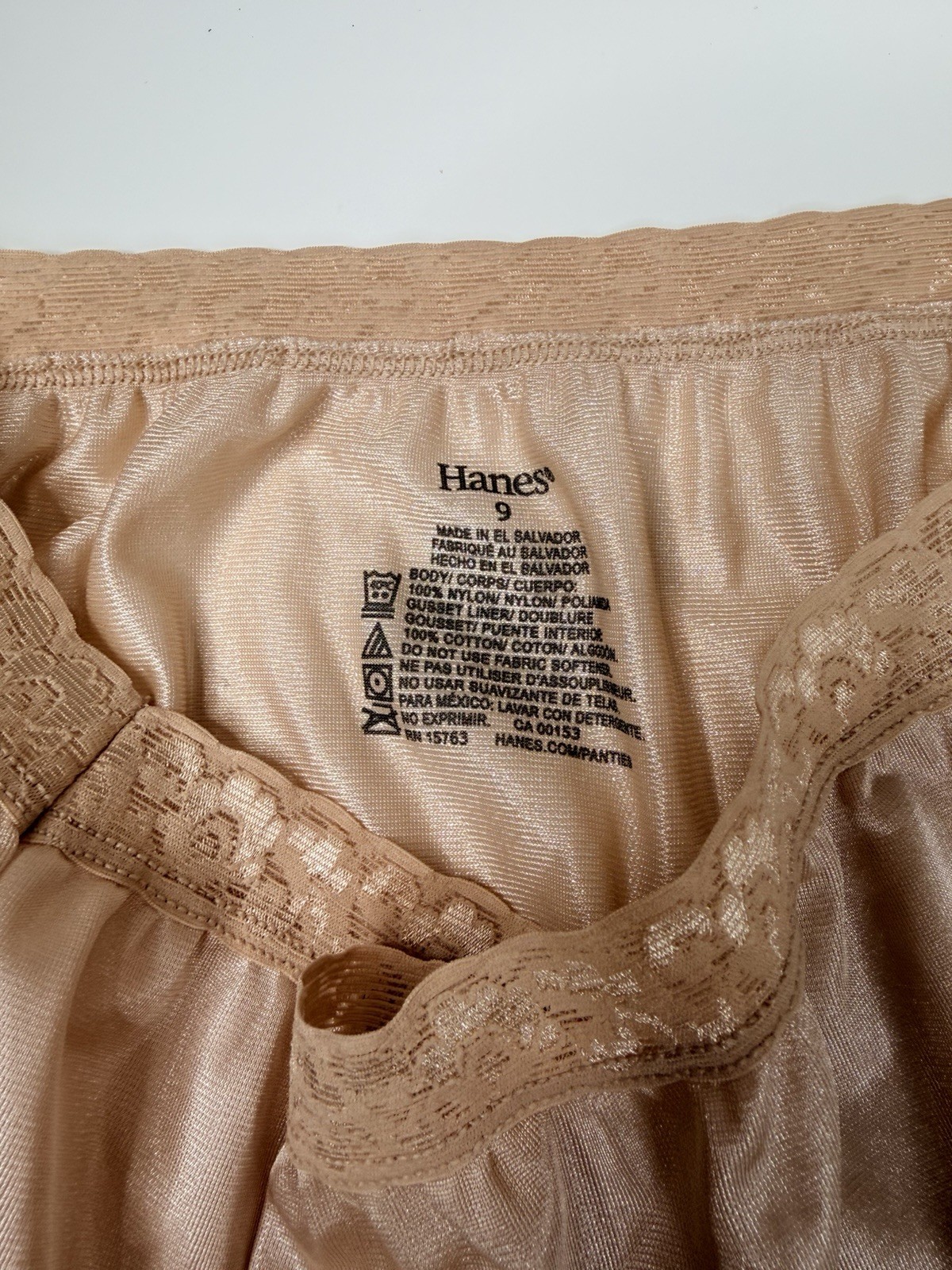 90’s vtg HANES 9 2 XL Briefs SILKY SMOOTH tan Granny nylon lace Panties