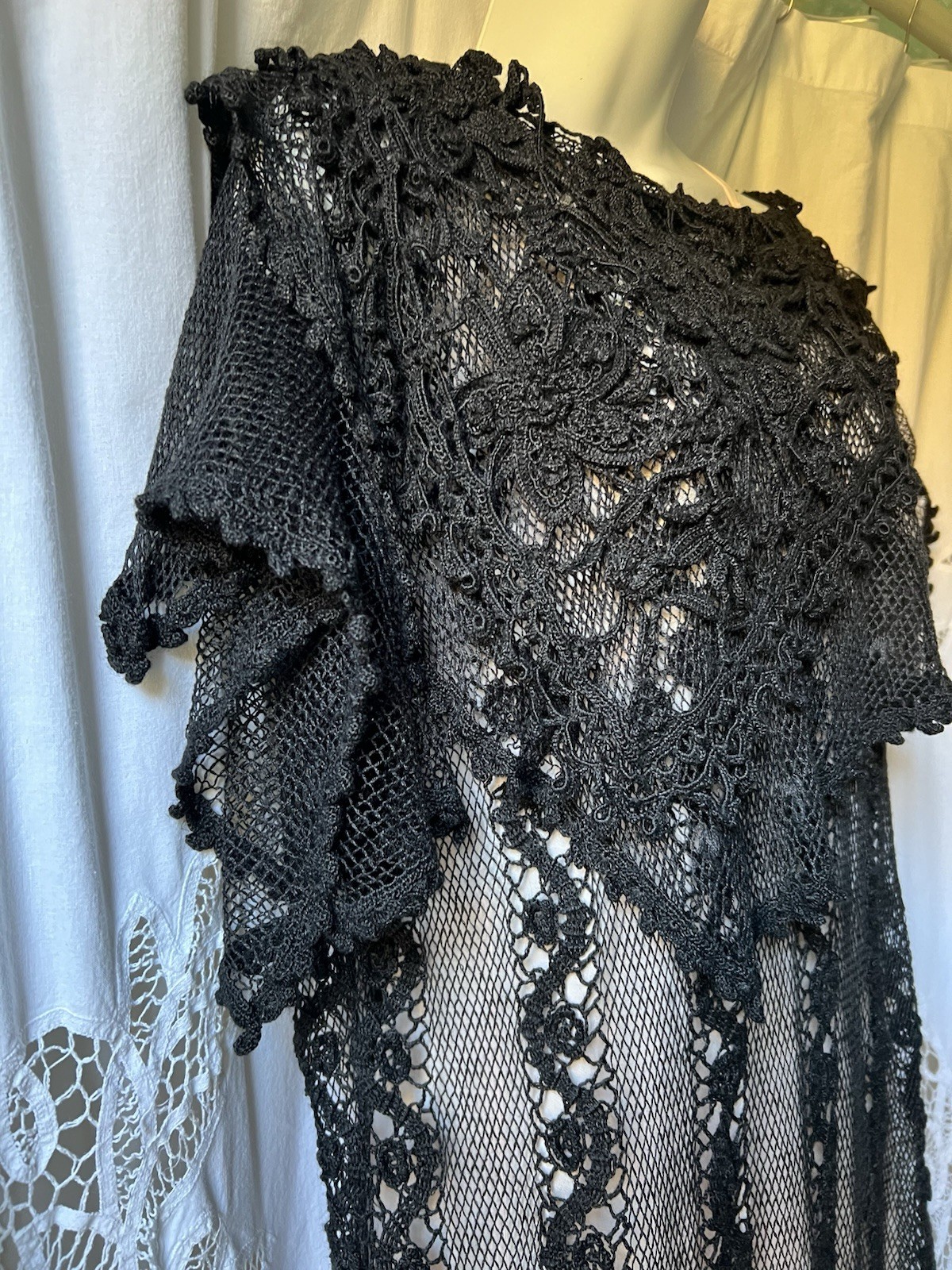Vintage Lim’s Stevie Nicks Dress Black Venetian Guipure Lace Boho Hippie Goth