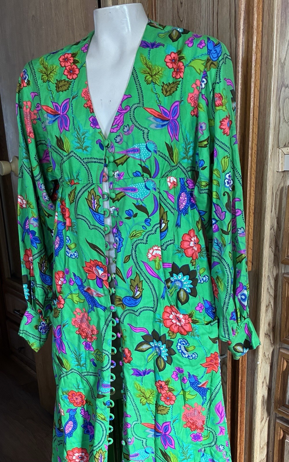 Mr Mort Stan Herman Green Psychedelic 1960 Maxi Dress Hippie Festival Designer M