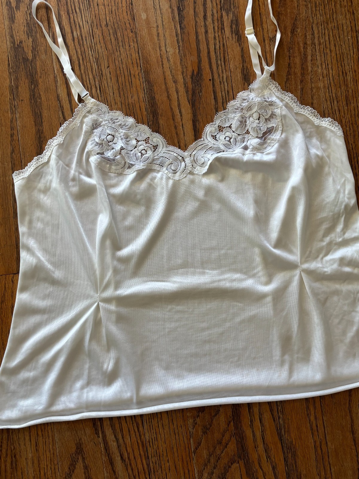 Vintage 60s 70s Vanity Fair Ivory Cream Camisole Nylon Top Made in USA Large 38