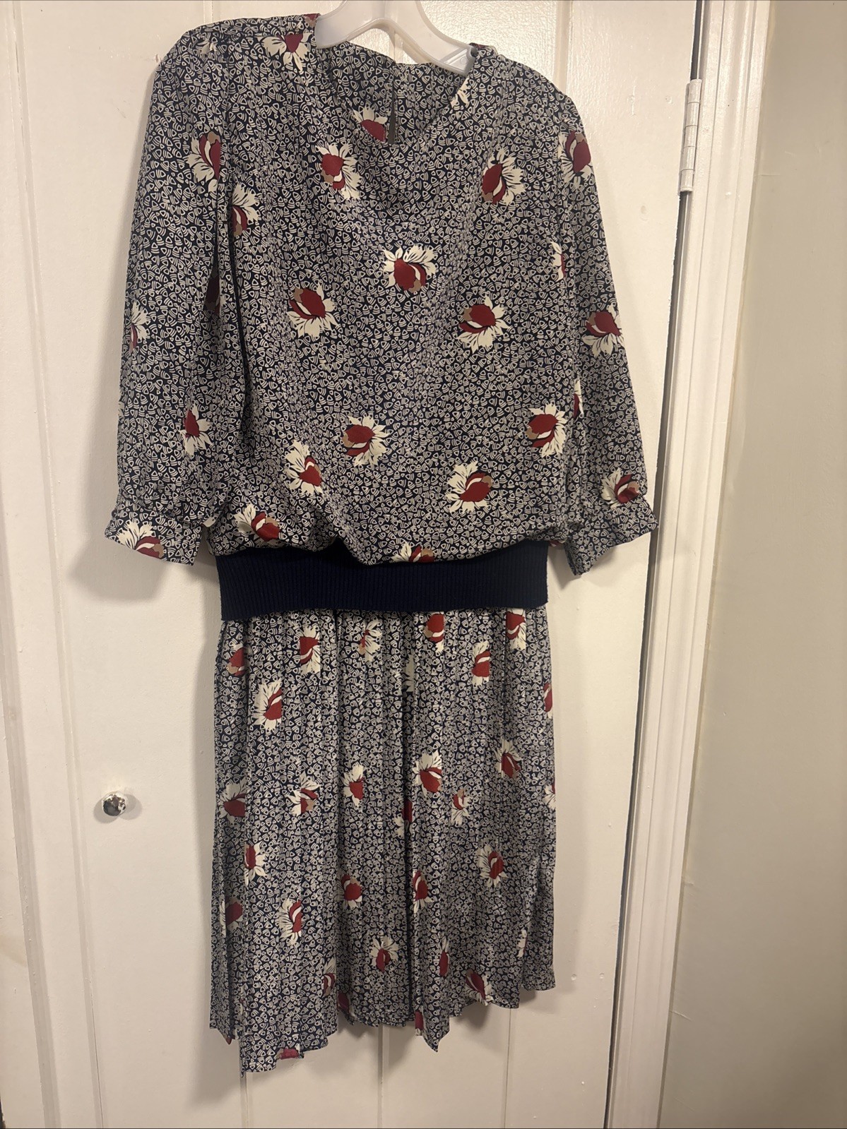 VTG 80s Miss Oops CA Dress, Elastic Waist Sz 10 Grannycore Cottagecore