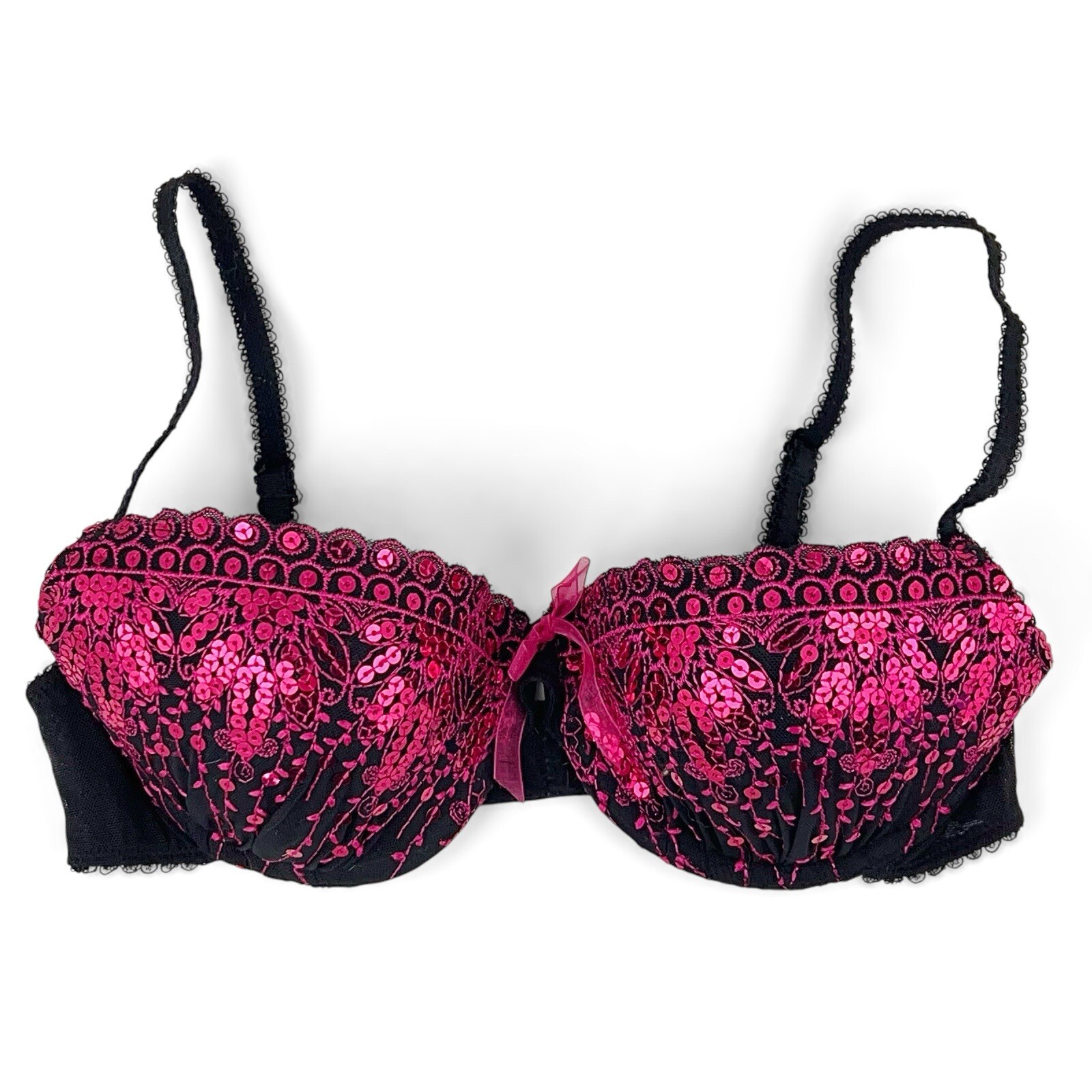 Marilyn Monroe Sequined Push-up Bra – Black & Red 32D