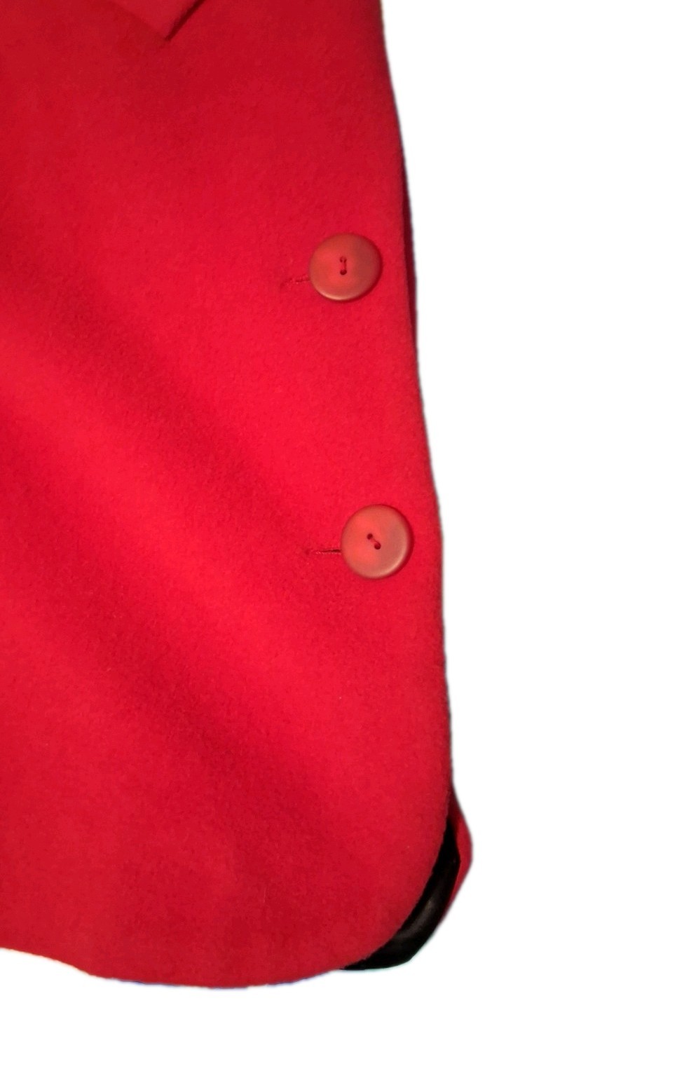 Rare Linda Richards 80s 100%Wool Coat Red Gray Double Lapel Oversized Maximalist