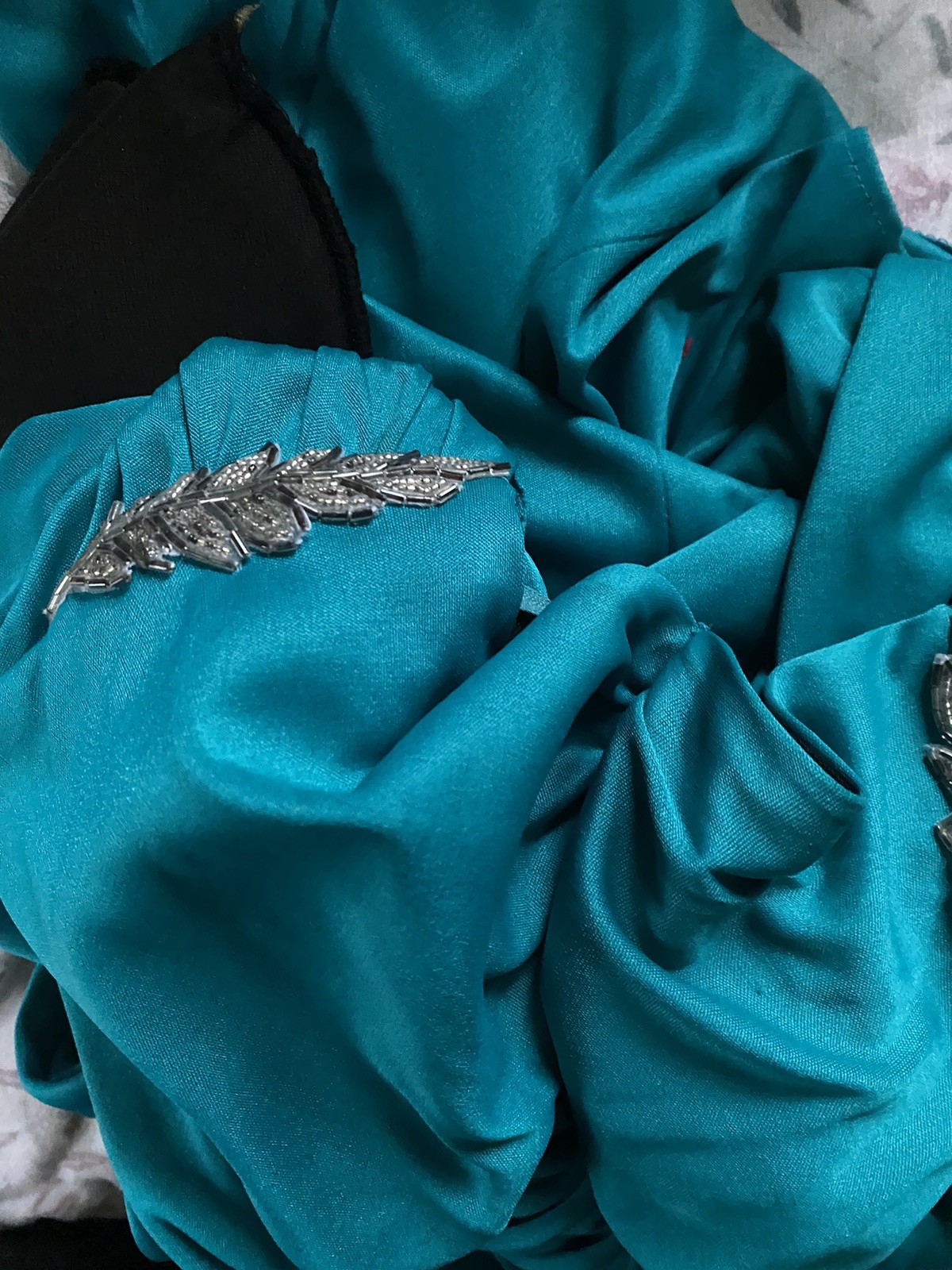 Vintage 80s Party A La Carte California USA Turquoise Mini Ruched Dress