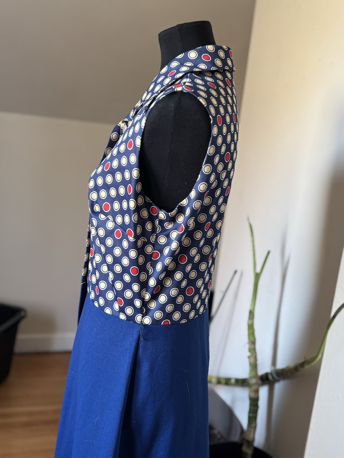 Vintage Polka Dot Dress Blue Red And Cream