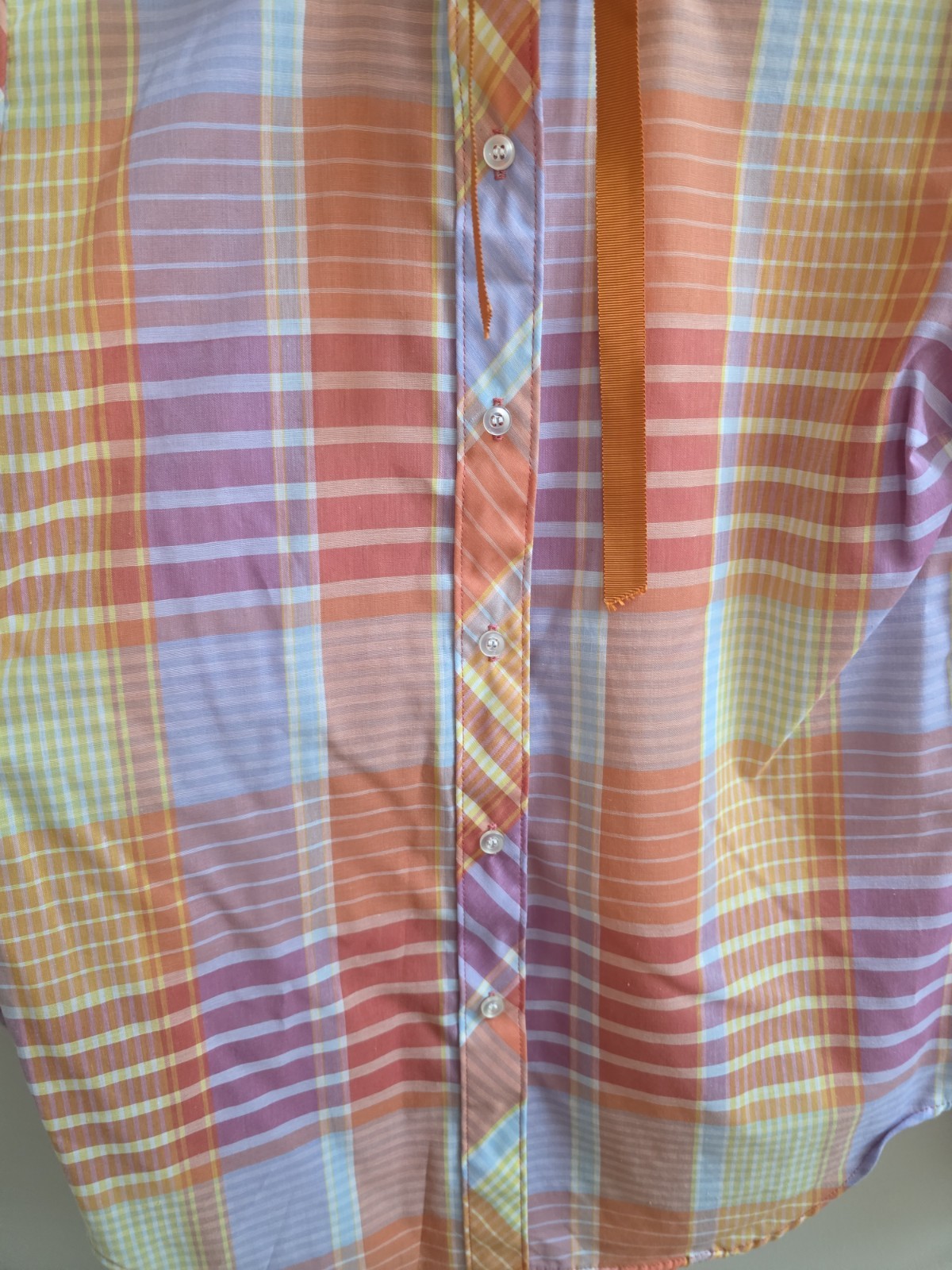 Vintage 1980’s Oak Hill Orange Plaid Button Up Long Sleeve Top Preppy Sz 8