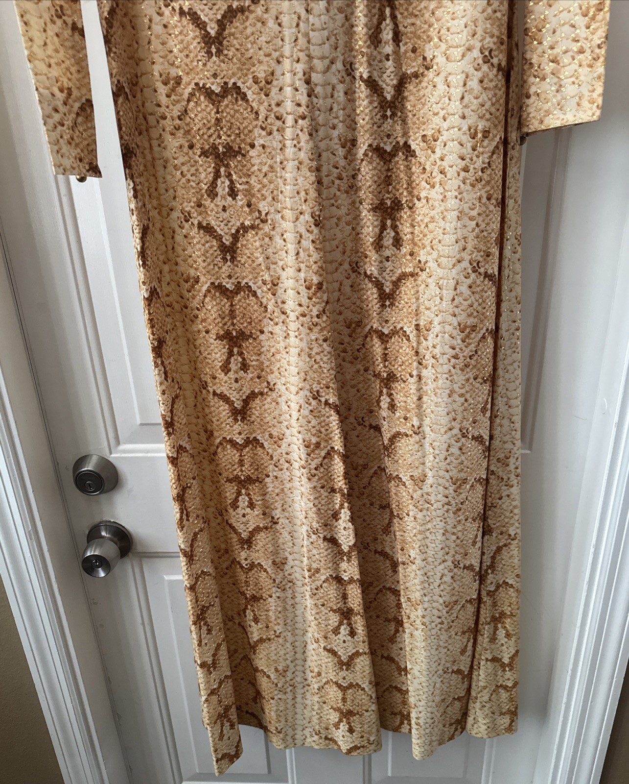 Vintage B Cohen I. Magnin Maxi Dress Caftan in Metallic Python Snakeskin Print