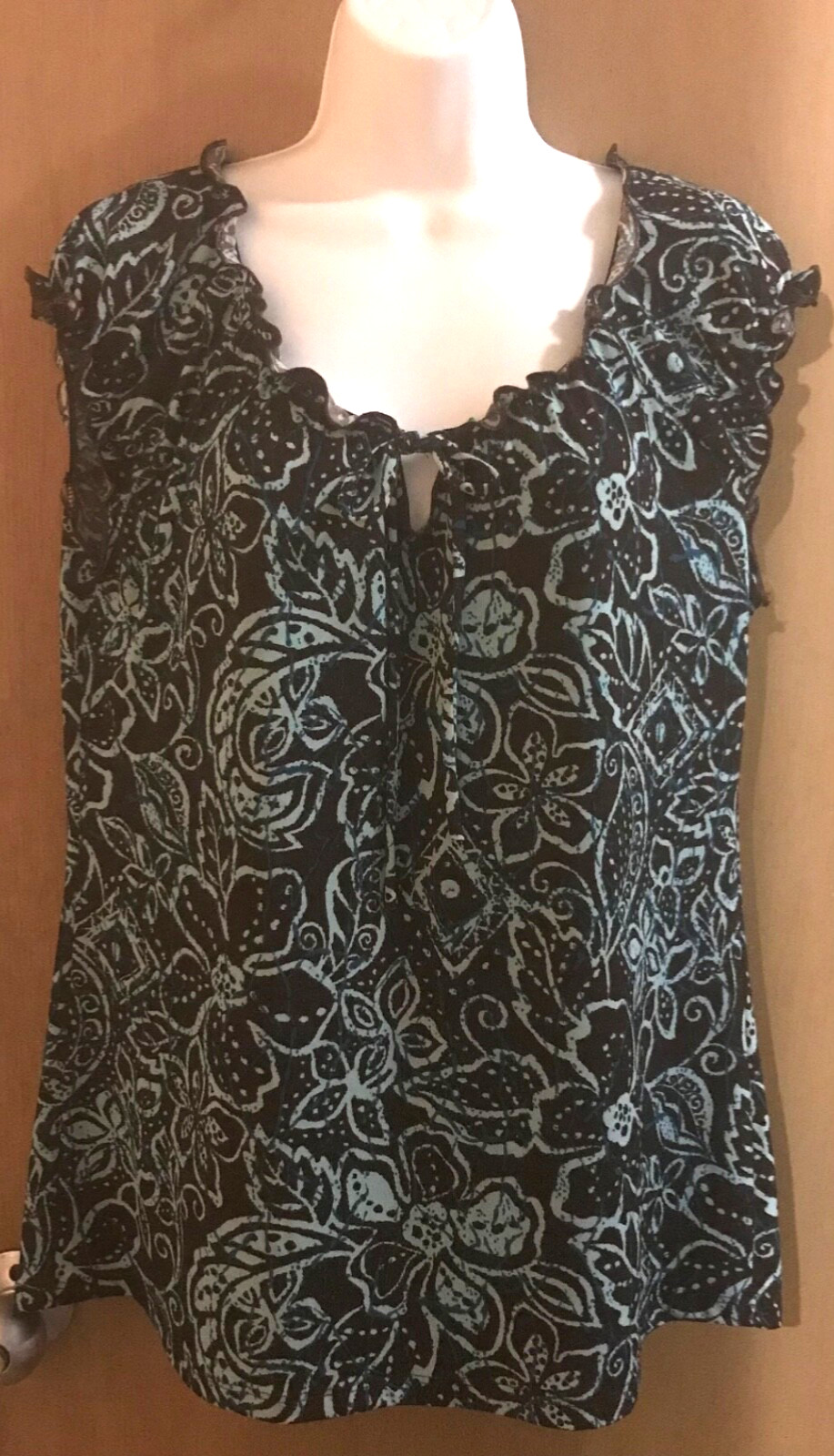 Vintage Carol Rose Brown and Teal Floral Milkmaid Top Y2k Whimsigoth Fairy