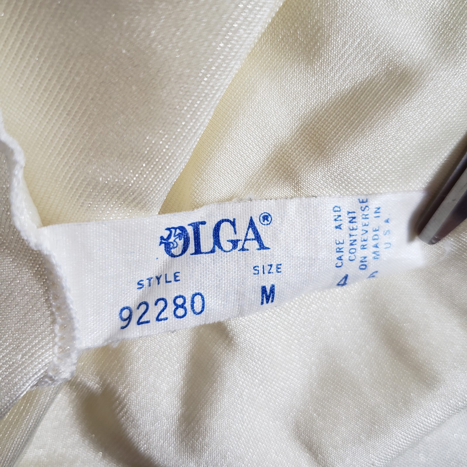 OLGA 92280 Medium Nightgown Yellow Cream Wide Sweep Lace Stretch Bodice
