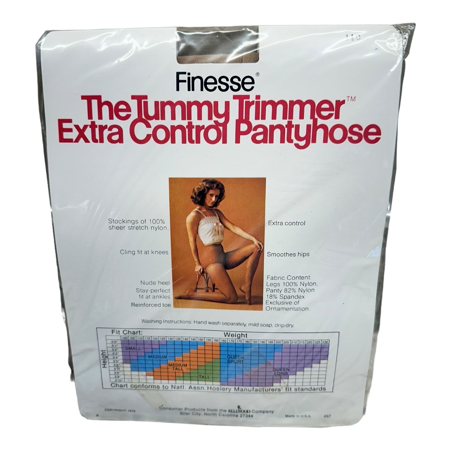 Vintage 1978 Finesse The Tummy Trimmer Extra Control Pantyhose Airy Nude Q Short