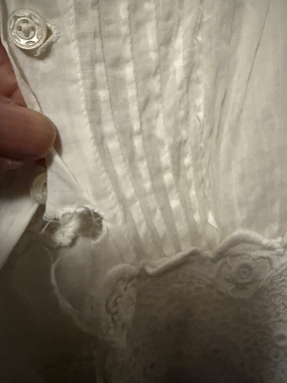 Antique Edwardian White Irish Lace Eyelet Cotton Lawn Lingerie Tea Summer Dress