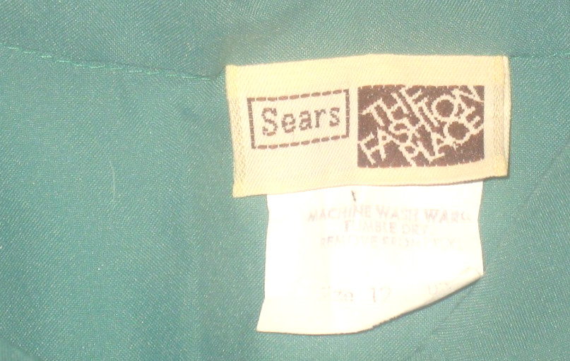Vintage 1970s SEARS Fashion Place Green Sheer Lightweight L/S Blouse + Xtras 12