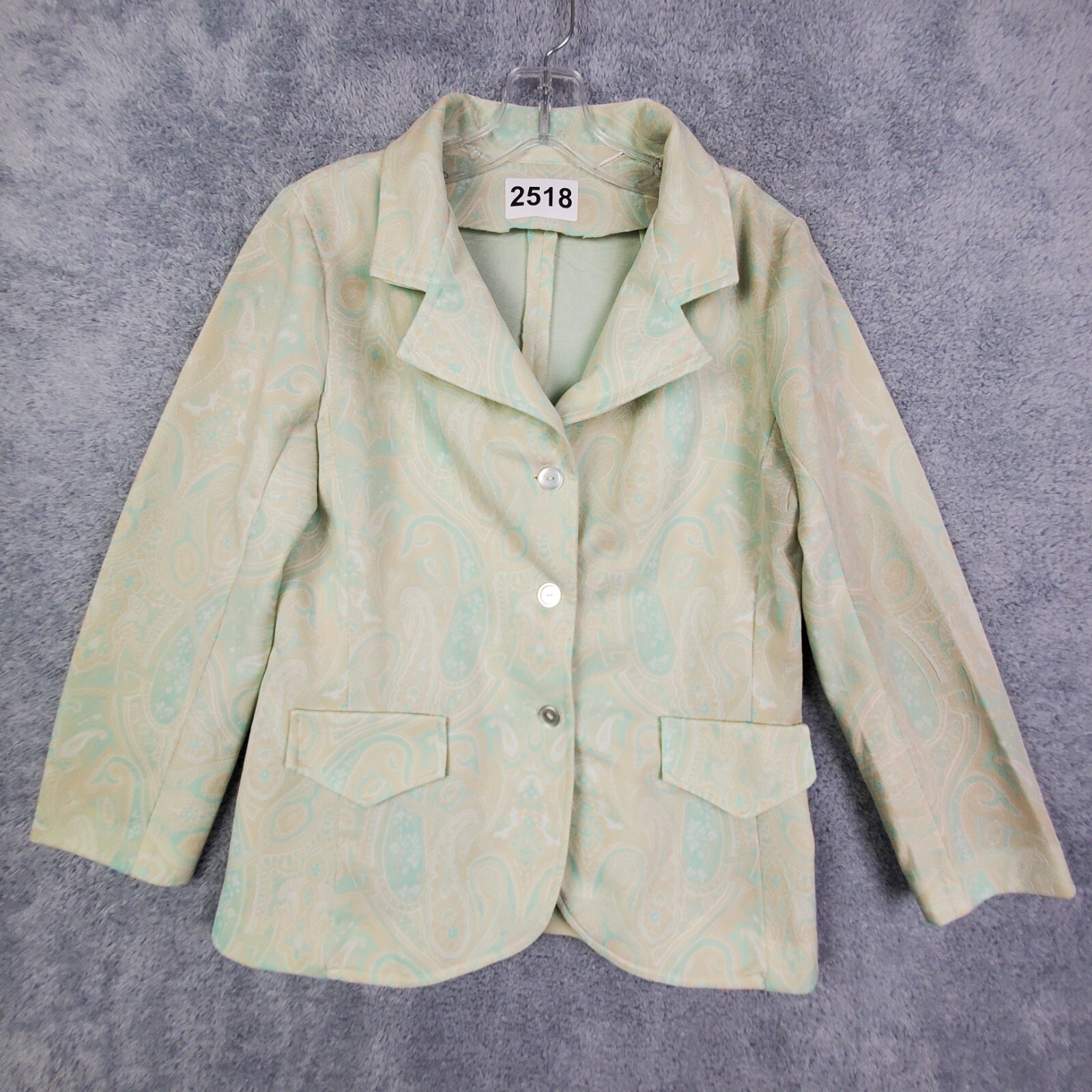 Vtg 60s Fritzi Pantsuit Size M Yellow Paisley Button Up Jacket Straight Leg