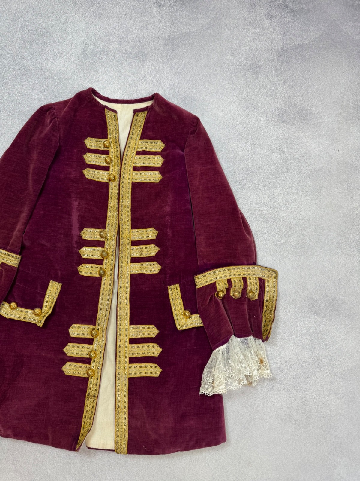 Rococo True Vintage Antique 18th Century Womens Frock Coat Jacket Red Very Rare