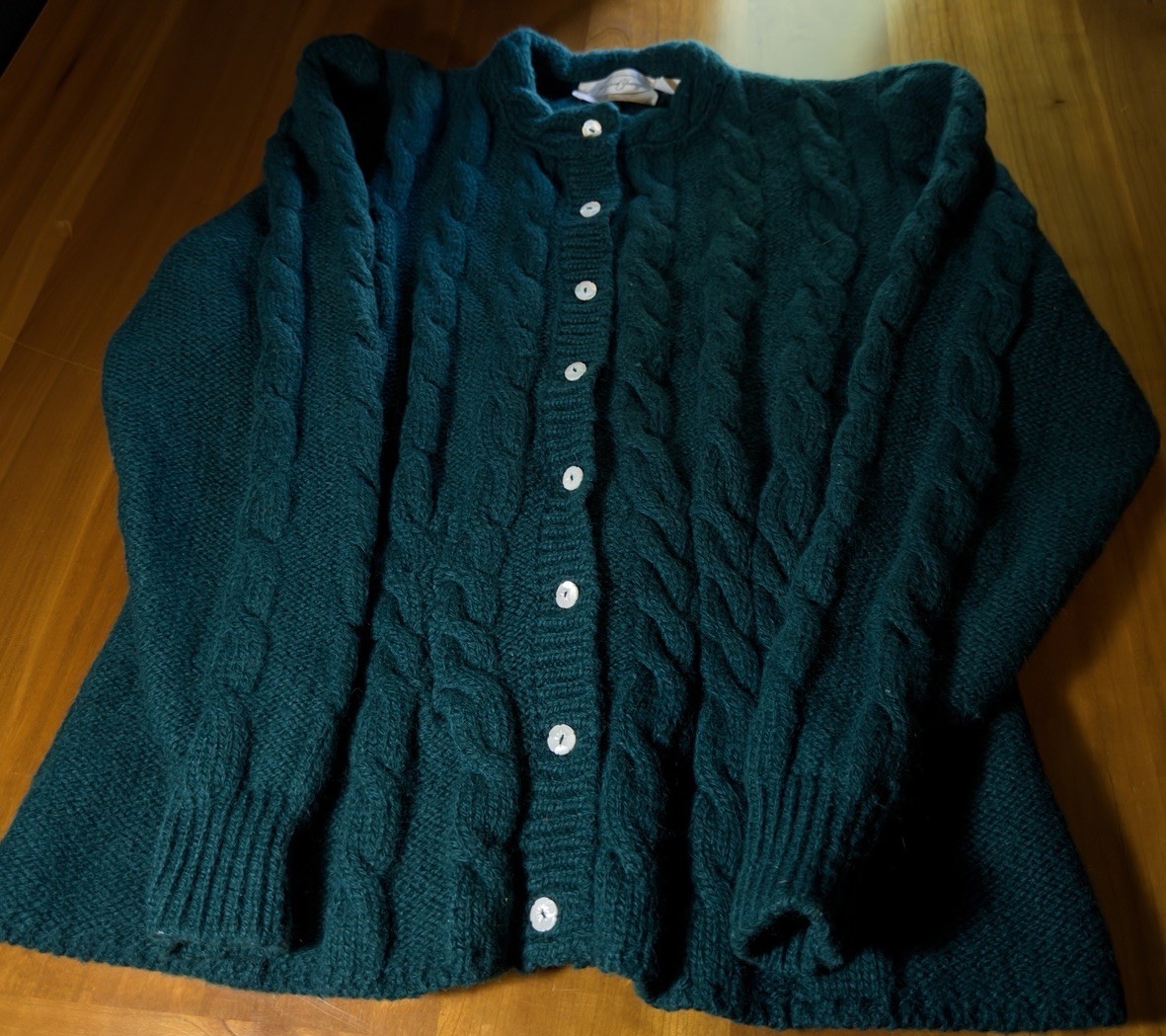 Vintage Jayson Younger Bottle Green 100% Shetland Wool Cardigan Sweater L