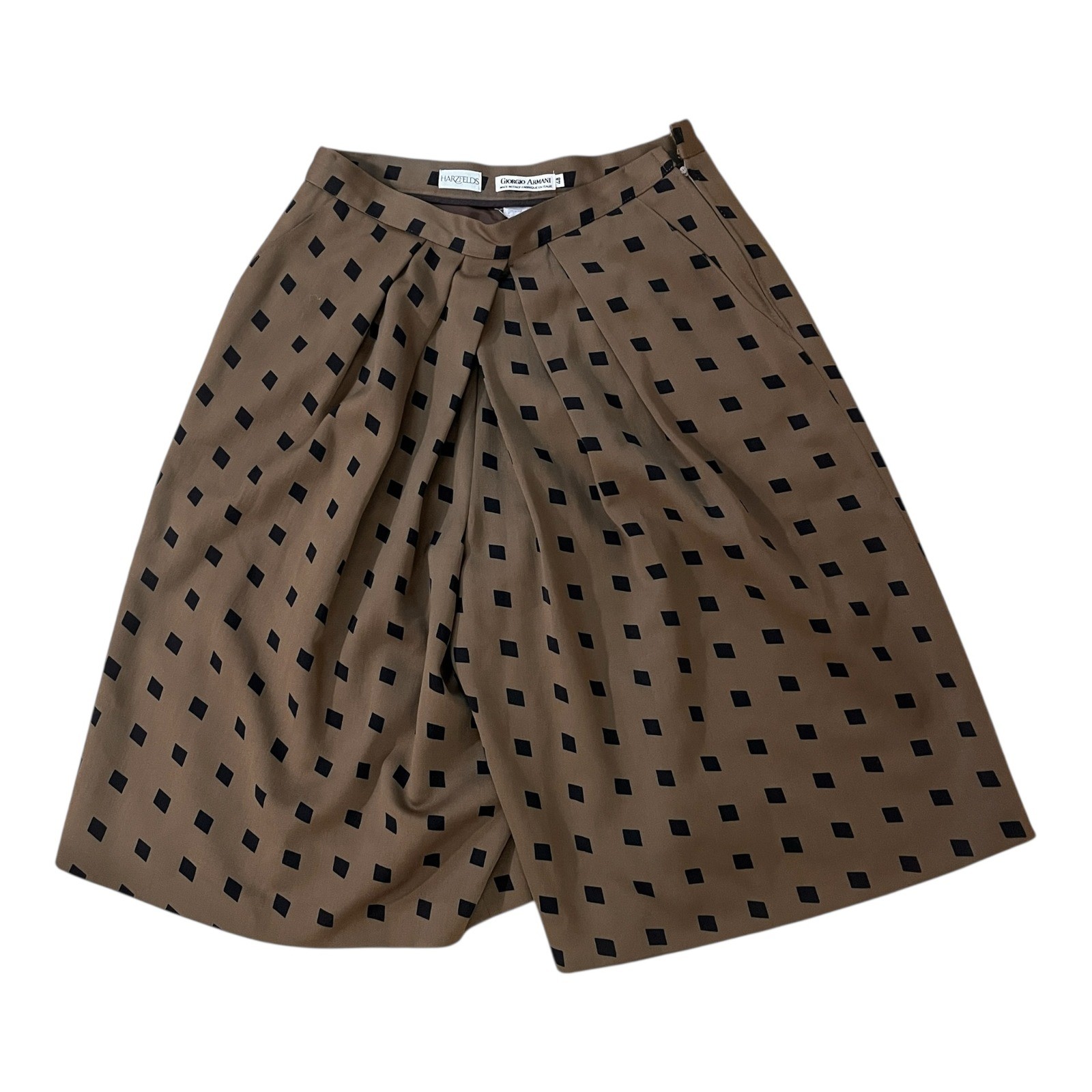 Giorgio Armani Vtg Wool Culottes Diamond Print Wide Leg Shorts IT 48 / Waist 30