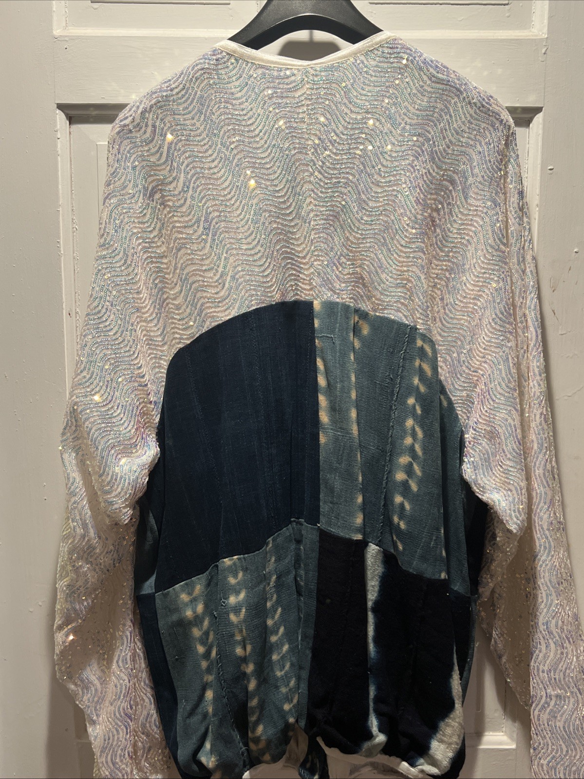 OPD NEW YORK EXQUISITE WHITE SEQUINED „LIZZIE” BOMBER JACKET 2X?