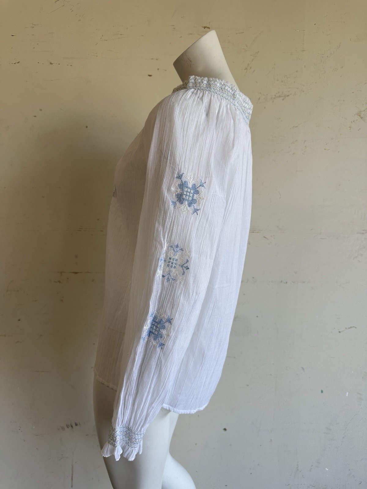 Vintage 70s Embroidered Peasant Blouse 1970s Boho