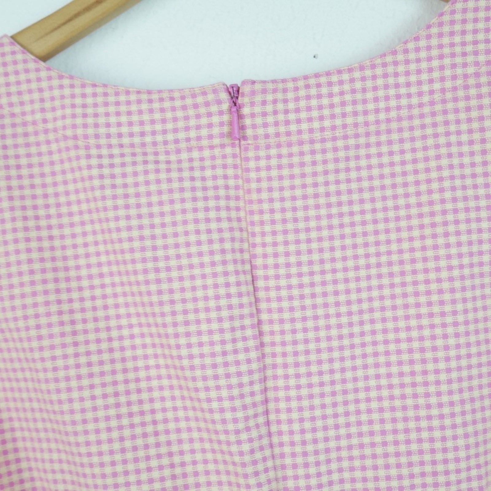 Vintage Gingham Sheath Dress Pink Preppy Cotton Spring 90s Size 6 Country Club